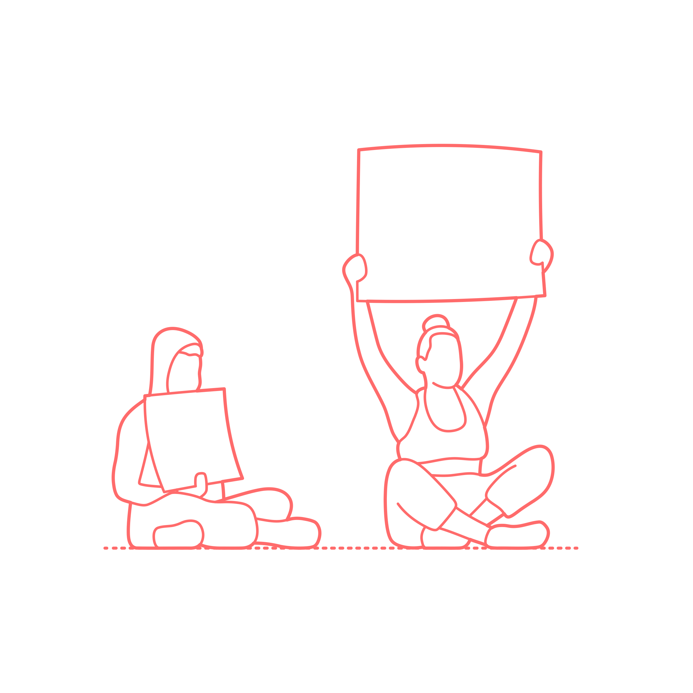 Humans Protest Protesters Holding Signs Women Sitting Outline Icon Svg Set Free Vectors